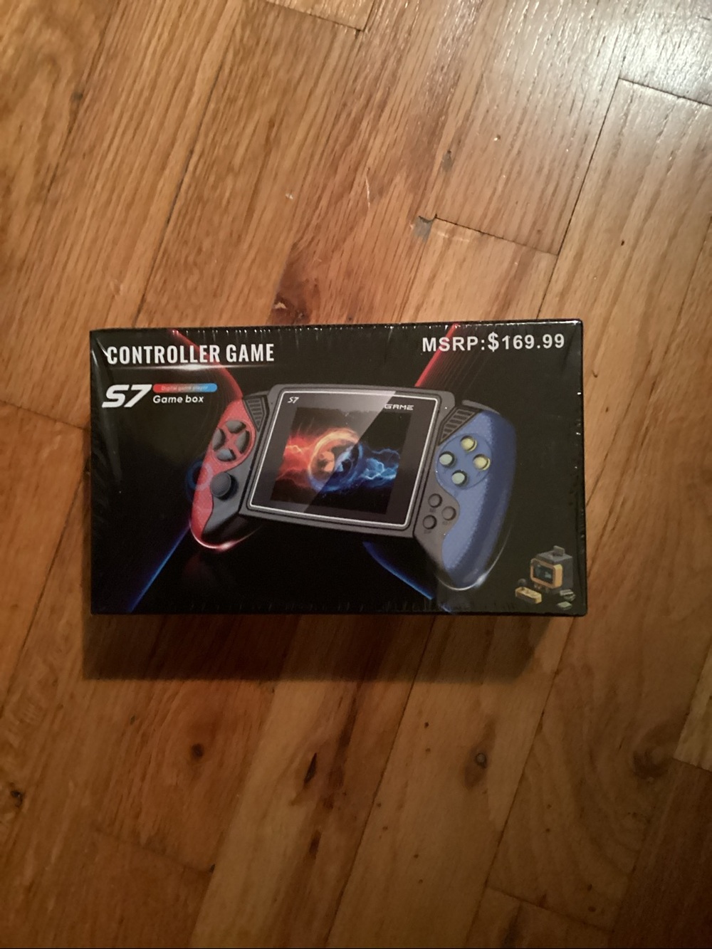 Portable Handheld Gaming Console - Black with Red & Blue Controls